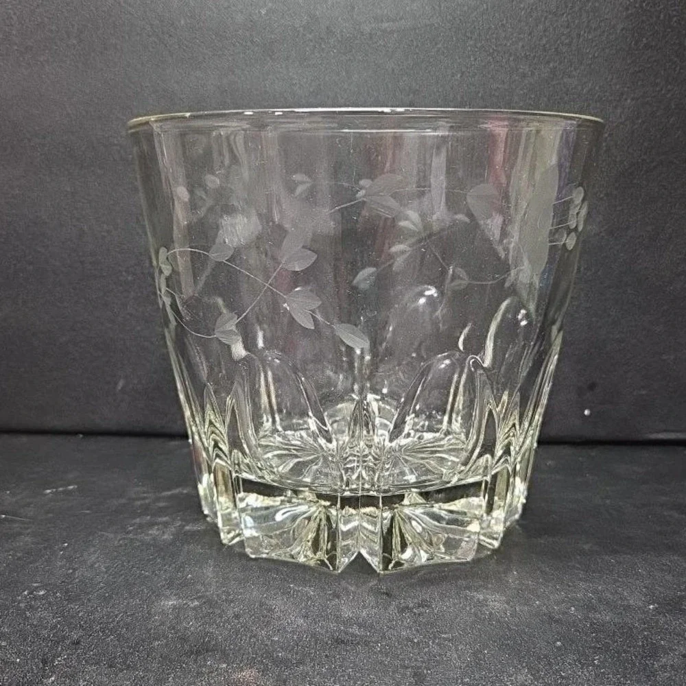 Princess House‎ Heritage Crystal Ice Bucket, Etched Floral Serving Bowl, Barware